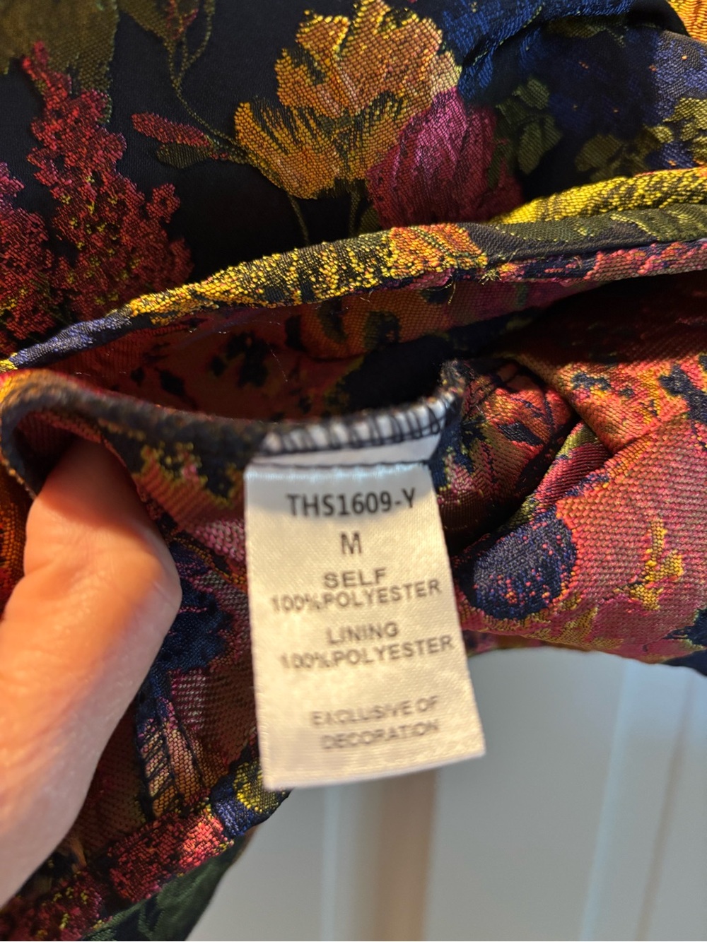 THML Navy Floral Jacquard Puff-Sleeve Blouse - Picture 5 of 5